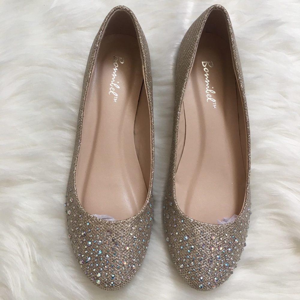 Champagne Glitter Flats